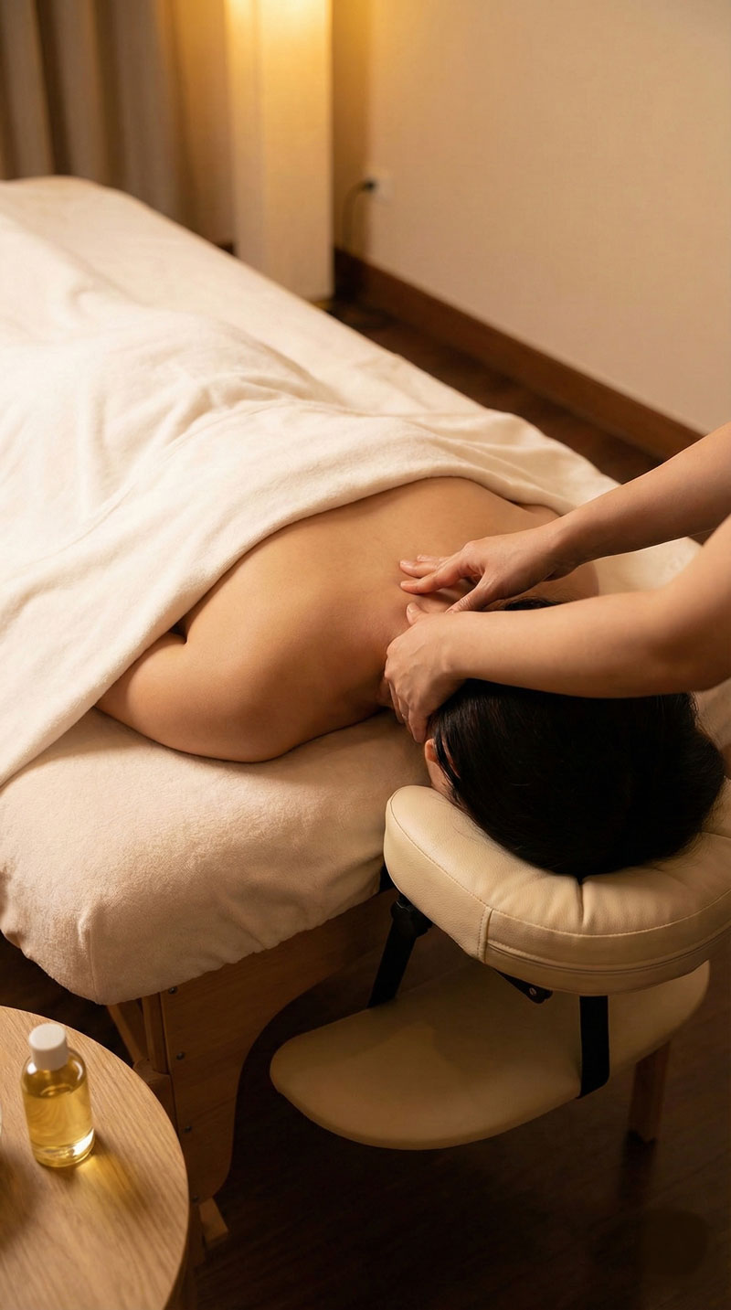 indian head massage starting with neck and shoulders